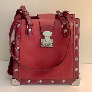 MC Marc Chantal Red Studed Satchel Bag